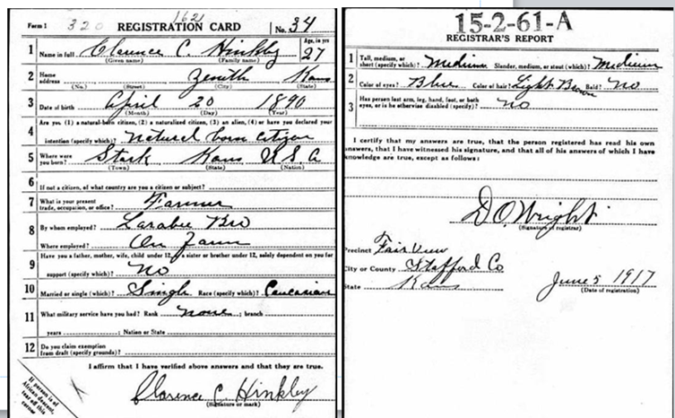 Clarence Registration Card